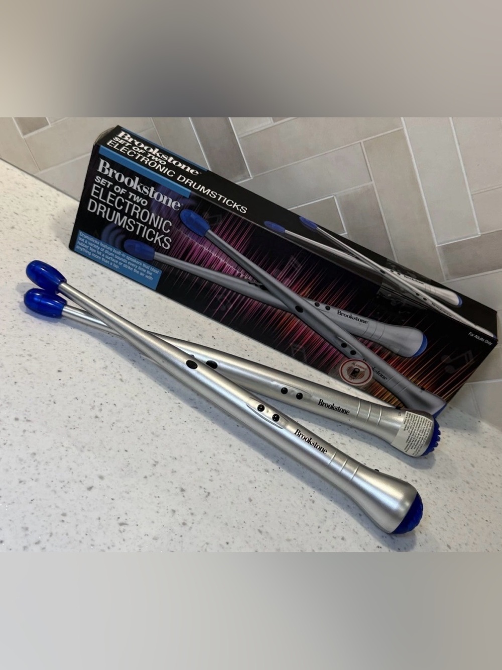 Brookstone - Set of Two Electronic Drumsticks - Built in Speakers - Instruments